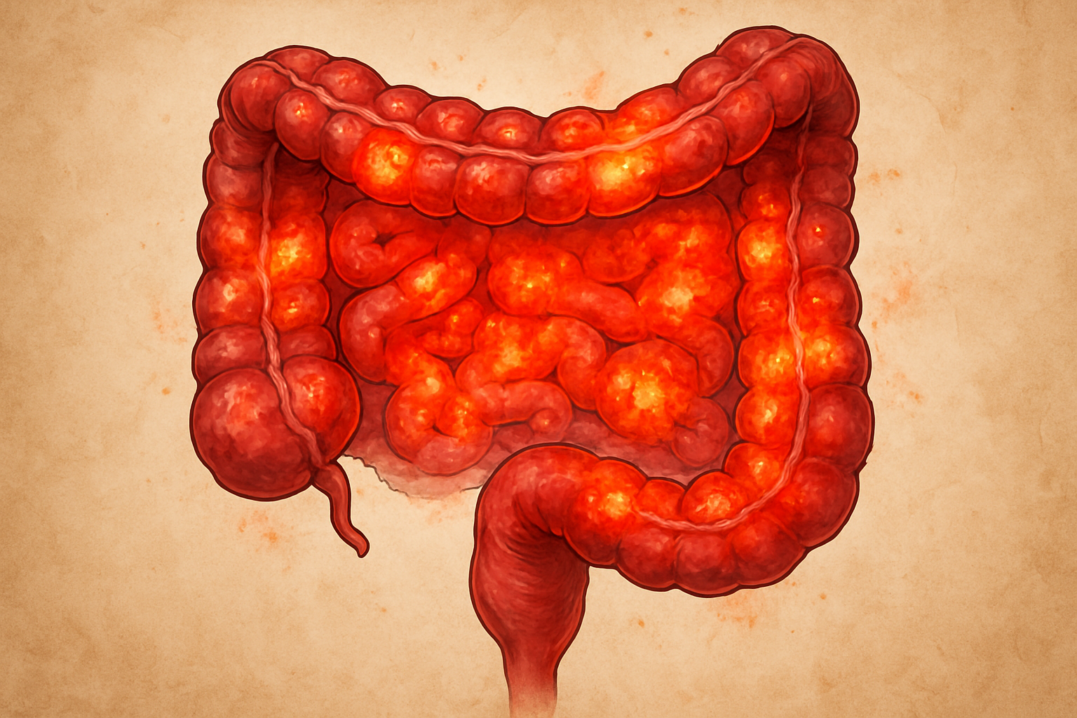 Representação de um intestino inflamado